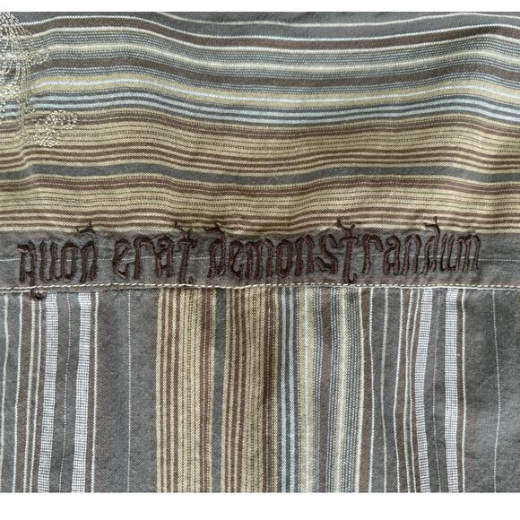 AT Collins Preppy Embroidered Button Down Shirt Hippie Striped Edgy Western XL - Picture 10 of 10